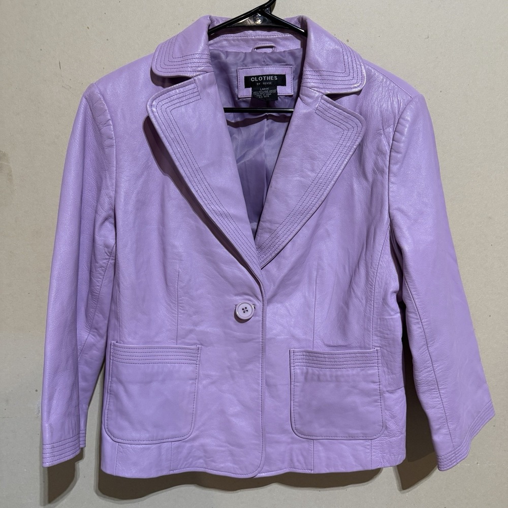 Vintage Y2K Lavender Lamb Leather Blazer Jacket
